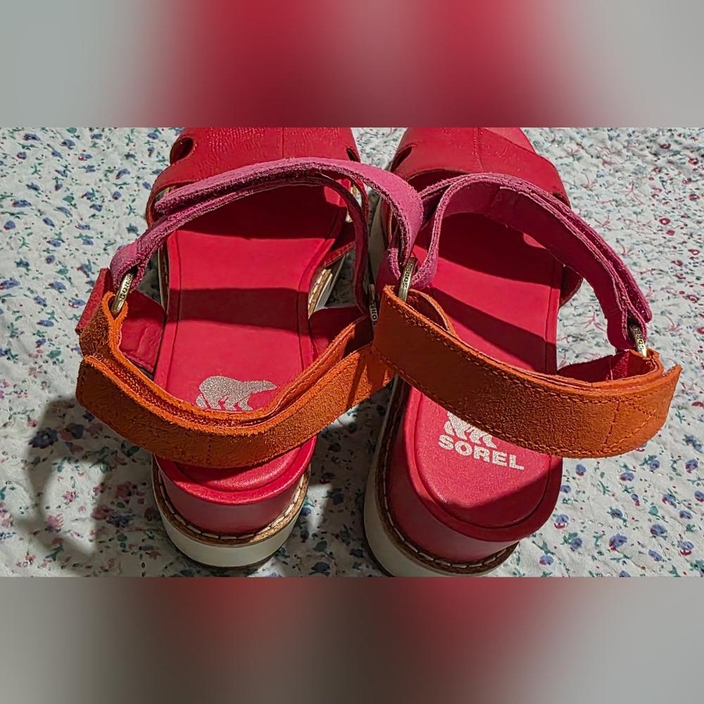 Sorel Leather Sandals with Pink and Orange Straps - Picture 6 of 12